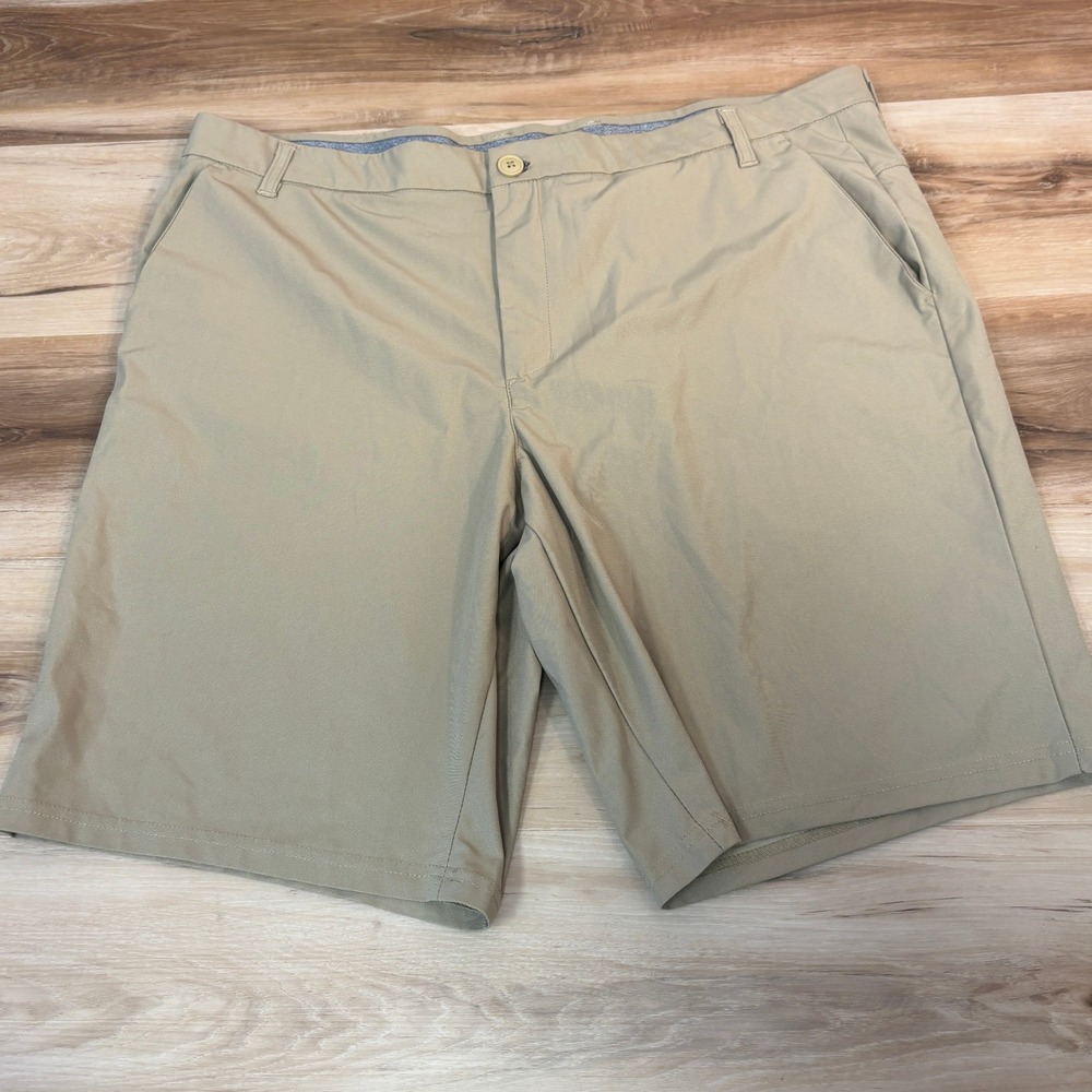 Urban Frontier Performance Shorts Mens 40 Khaki Golf Chino Polyester Flat Front